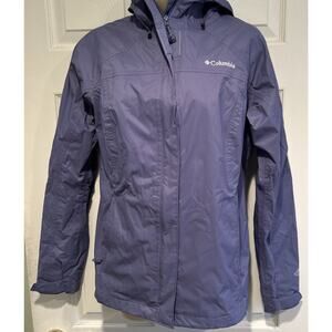 Columbia Women's OmniTech Breathable Raincoat Jacket Small Blue Hooded Packable